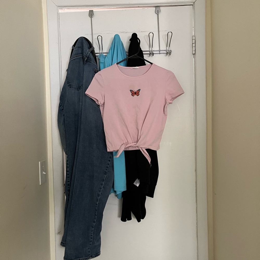 Pink butterfly croptop pink